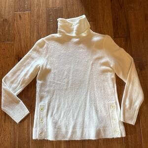 J.crew cream Turtleneck Sweater with buttons at hip